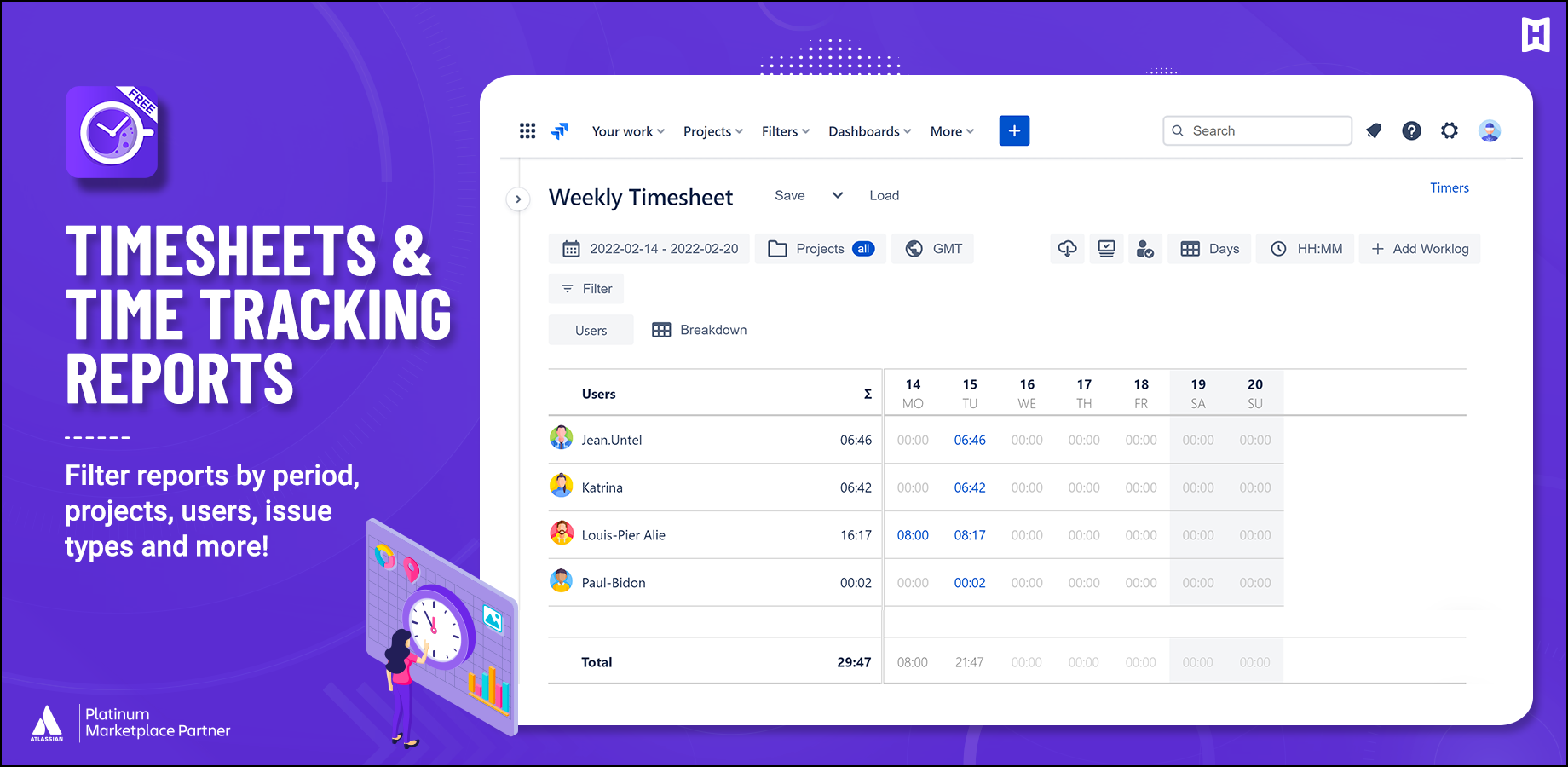 Clockwork Automated Timesheets Free Cloud App for Jira